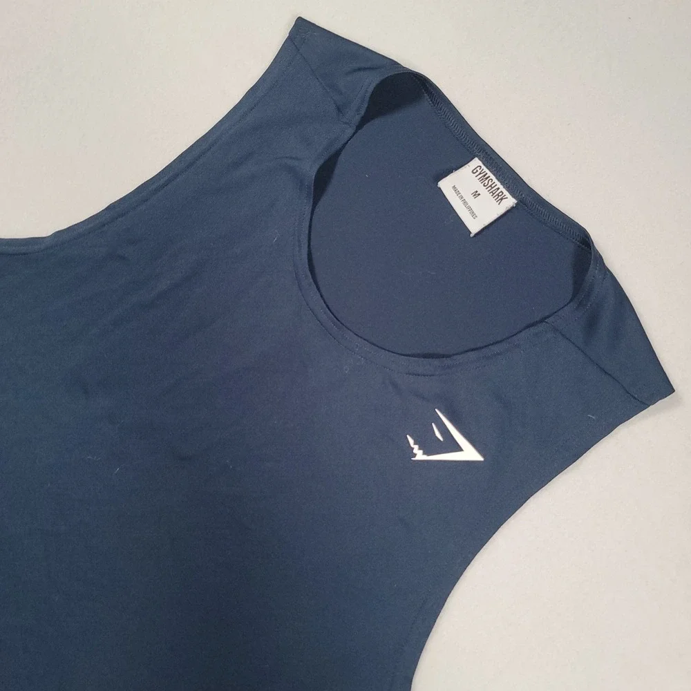 Gymshark Arrival Tank Top Men M Navy Blue Solid Slim Fit Polyester Activewear